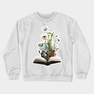 Watercolora Open Book, flowers growing Crewneck Sweatshirt